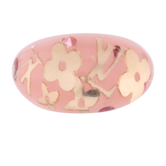 LOUIS VUITTON Pink and Gold Inclusion Dome Ring size 6.5 - Picture 4 of 13